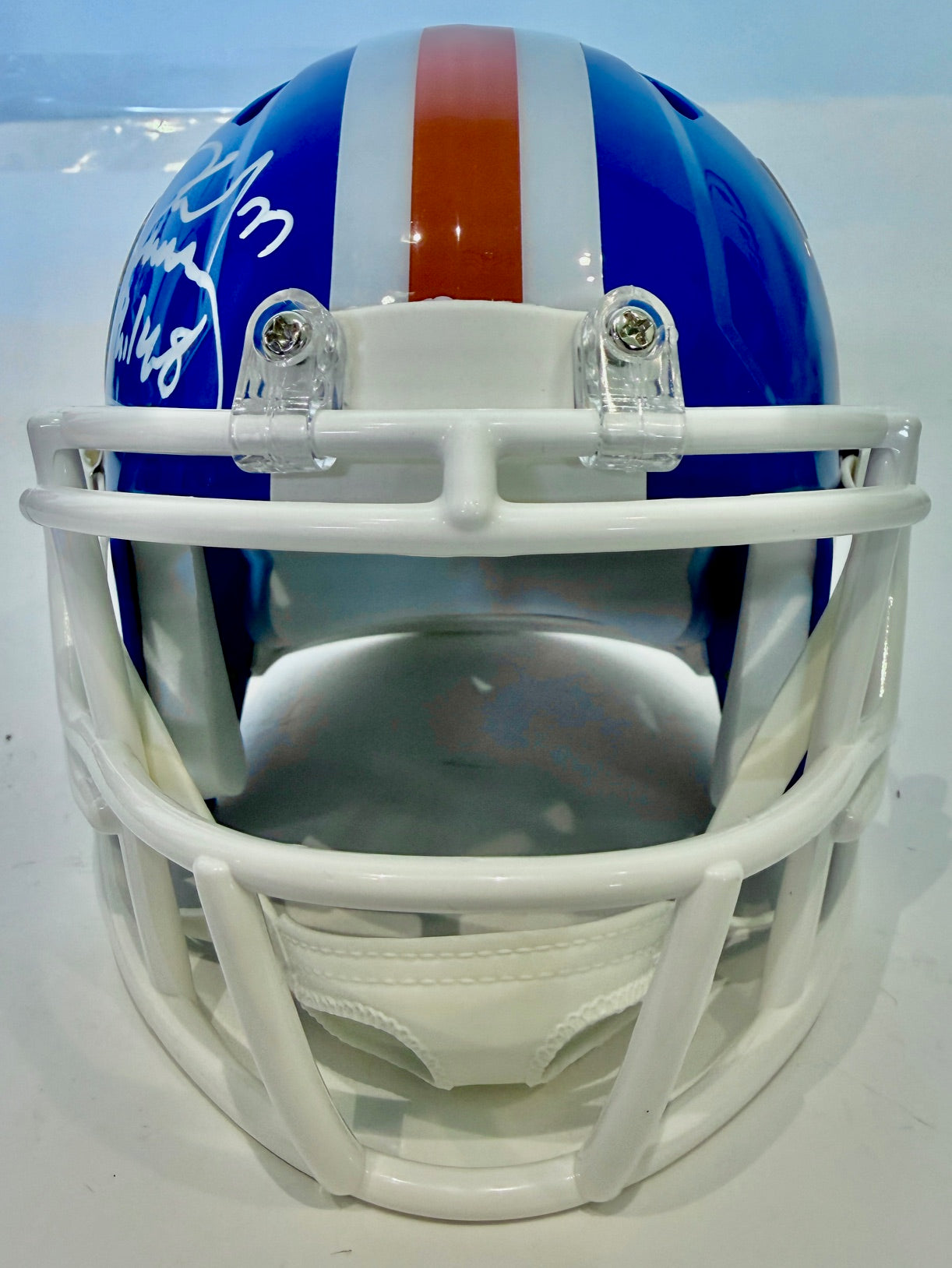 Karl Mecklenburg Autographed Denver Broncos "D" Logo Mini Helmet Beckett COA