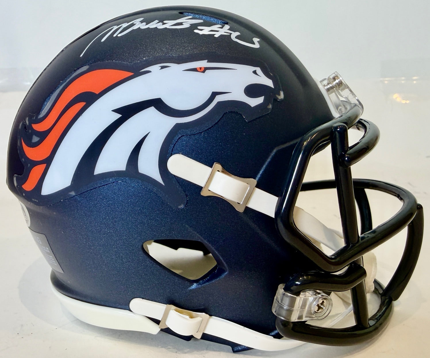 Nik Bonitto Autographed Denver Broncos Navy Mini Helmet Beckett COA