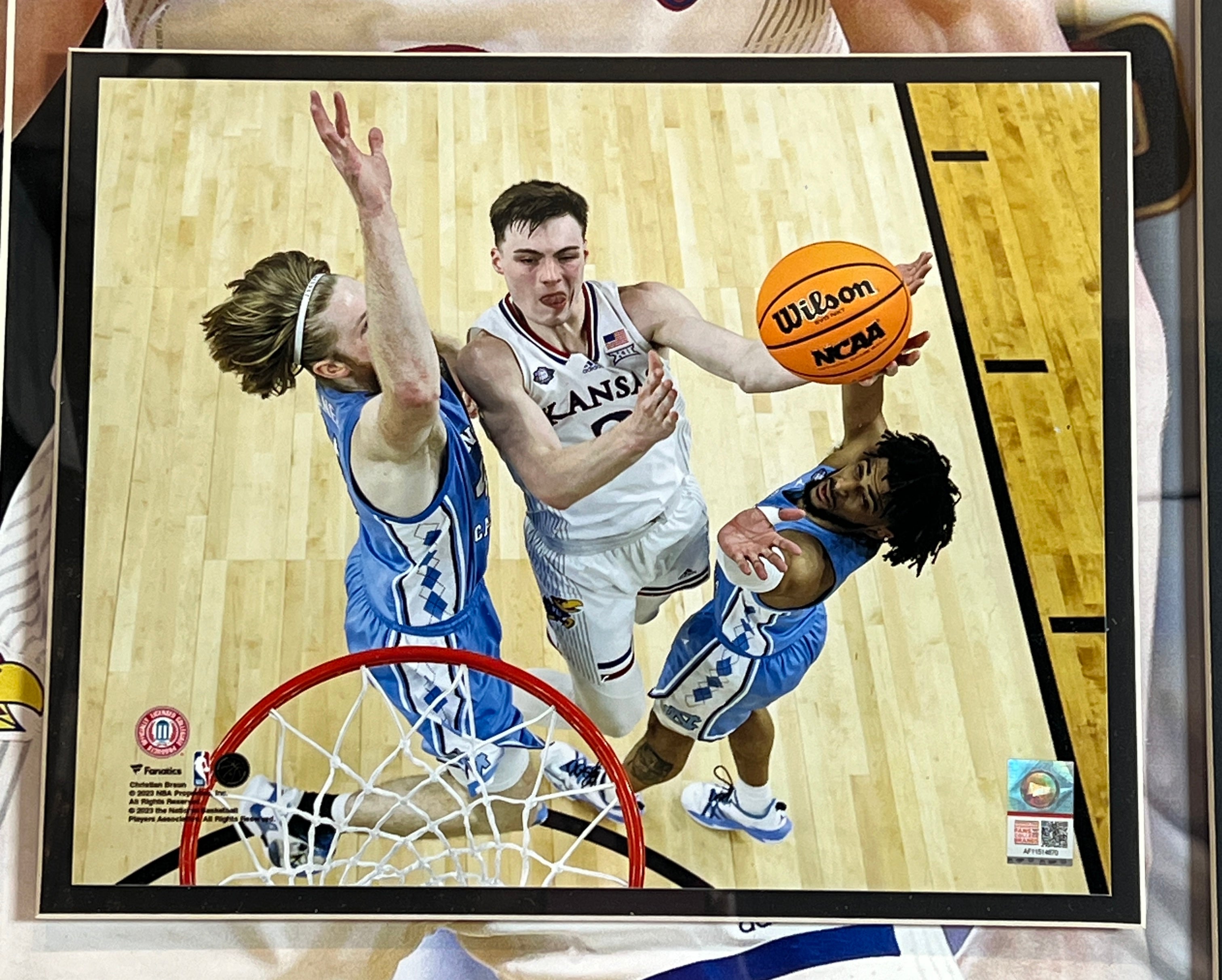 Christian Braun Autographed Denver Nuggets 8x10 w/ KU Photo 25.5"x25.5" Frame BAS COA