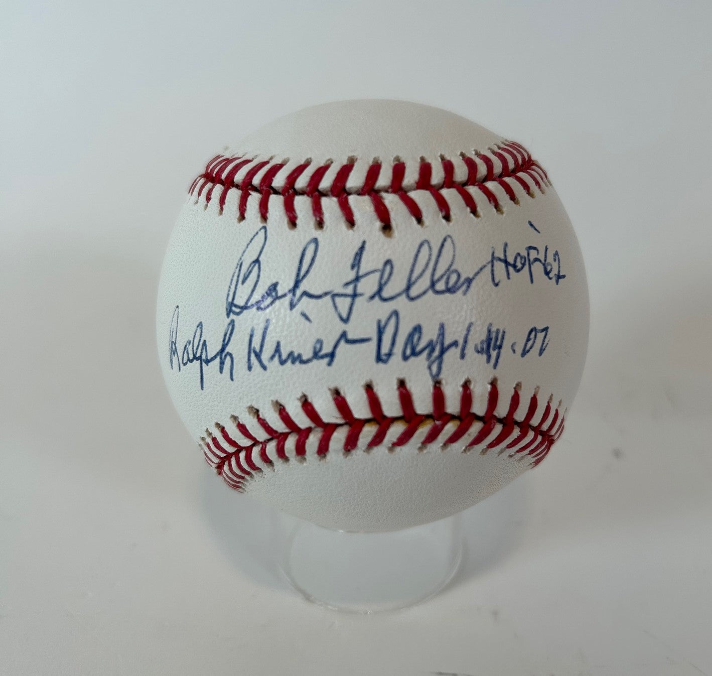 Bob Feller & Ralph Kiner Dual Autographed/Inscribed Official MLB Baseball with JSA COA