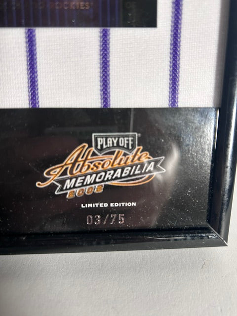 Juan Pierre Autographed Framed Jersey Patch & Card — Colorado Rockies | COA | Limited Edition #03/75