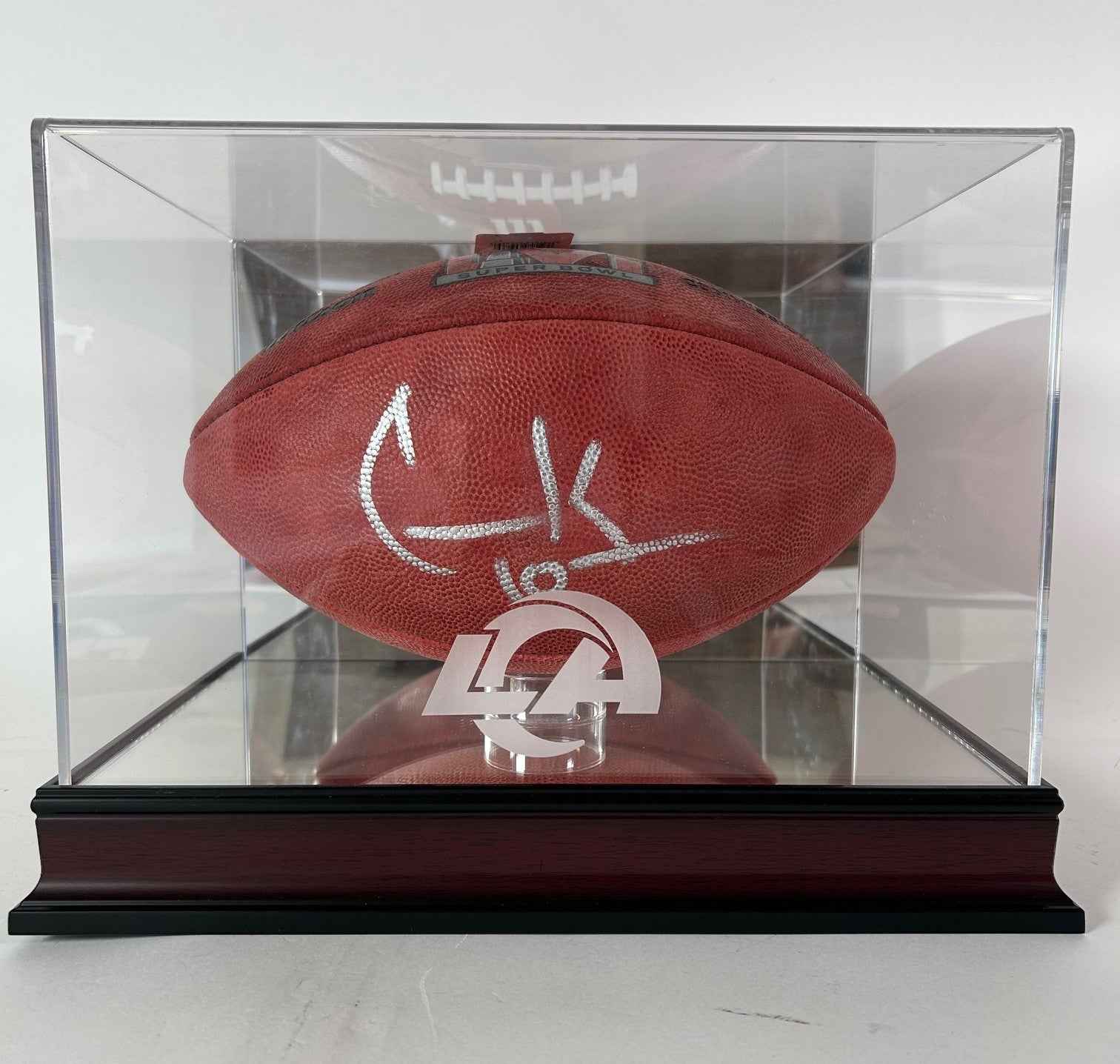Cooper Kupp Autographed Super Bowl LVI Football with LA Rams Display Case - Fanatics COA