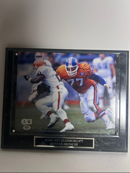 Karl Mecklenburg Autographed Denver Broncos 8x10 Plaque – BSA Certified
