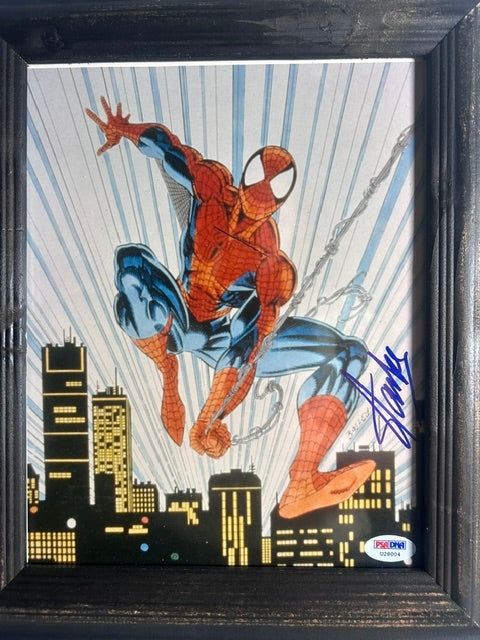 Stan Lee Autographed Spider-Man Framed Photo – PSA Certified