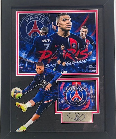 Kylian Mbappé Paris Saint-Germain Laser Autographed Signature Framed 14x18 Photo Collage