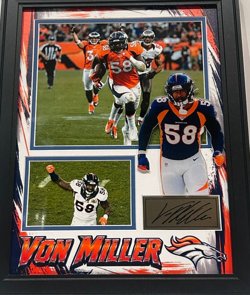 Von Miller Denver Broncos Laser Autographed 14x18 Framed Photo Collage