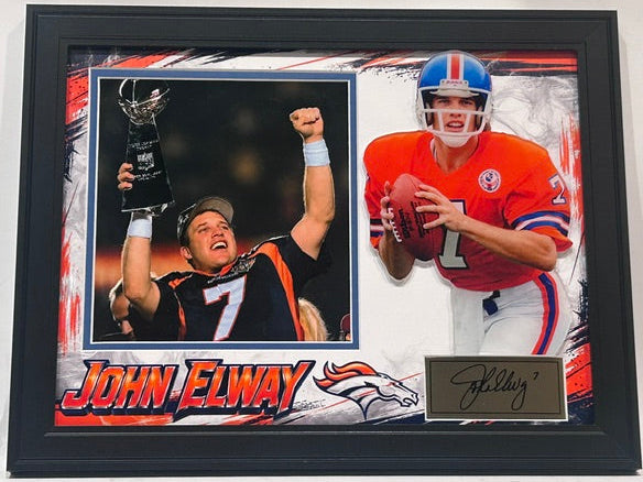 John Elway Denver Broncos Laser Autographed 14x18 Framed Photo Collage