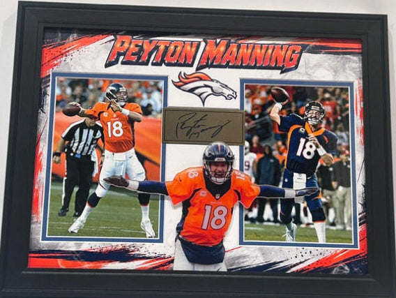 Peyton Manning Denver Broncos Laser Autographed 14x18 Framed Photo Collage