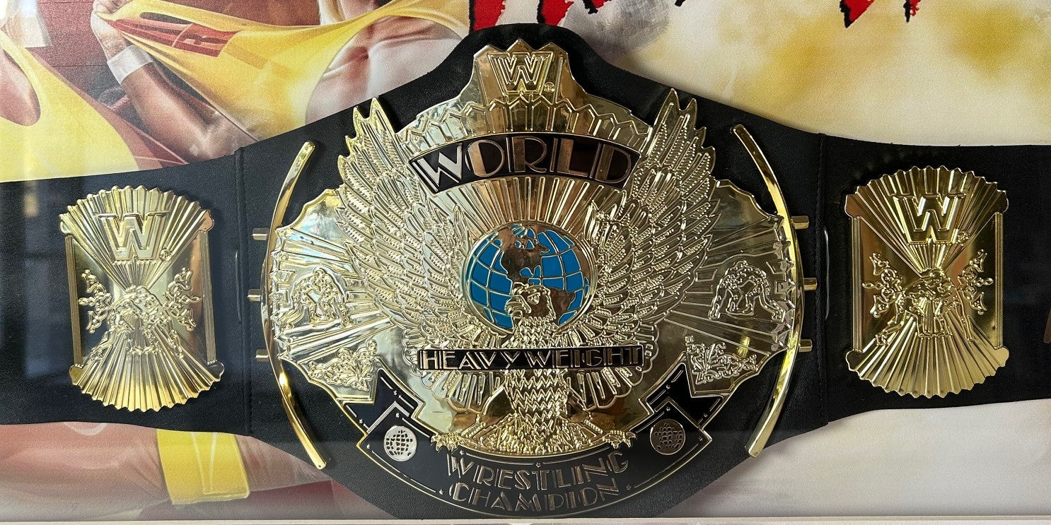 Hulk Hogan Autographed World Heavyweight Wrestling Champion Belt - Framed Shadowbox Display
