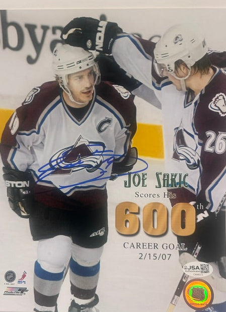 Joe Sakic Colorado Avalanche Autographed 8x10 Photo – 600 Career Goals – JSA COA