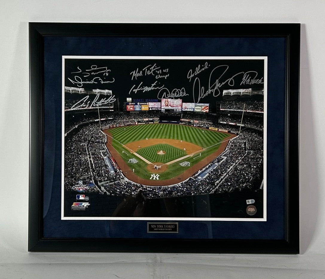 New York Yankees 2009 World Champions Autographed Stadium Photo Steiner Sports LOA