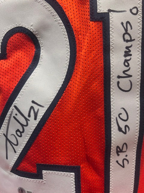 Aqib Talib Autographed Denver Broncos Orange Jersey Inscribed "SB 50 Champs" — BAS COA