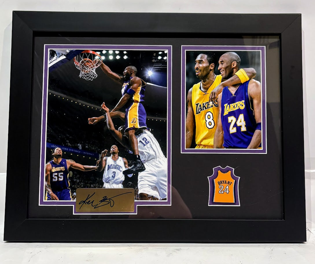 Kobe Bryant Framed Photo & Pin Collage with Laser Autograph – 14x18