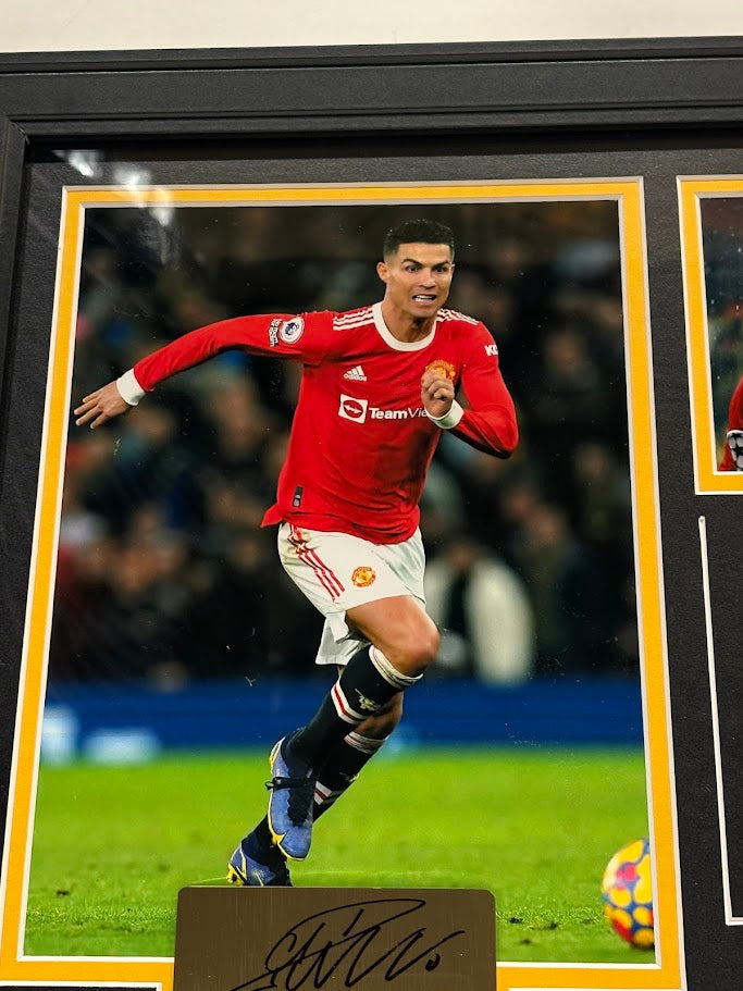 Cristiano Ronaldo Framed Photo & Pin Collage with Laser Autograph – 14x18