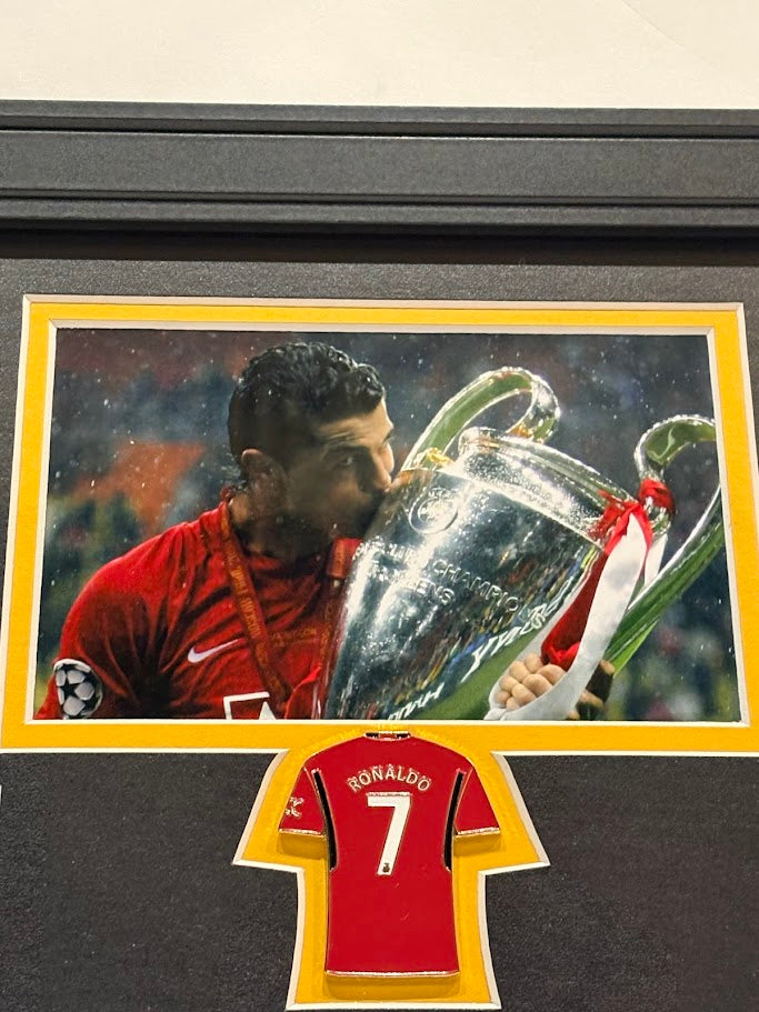 Cristiano Ronaldo Framed Photo & Pin Collage with Laser Autograph – 14x18