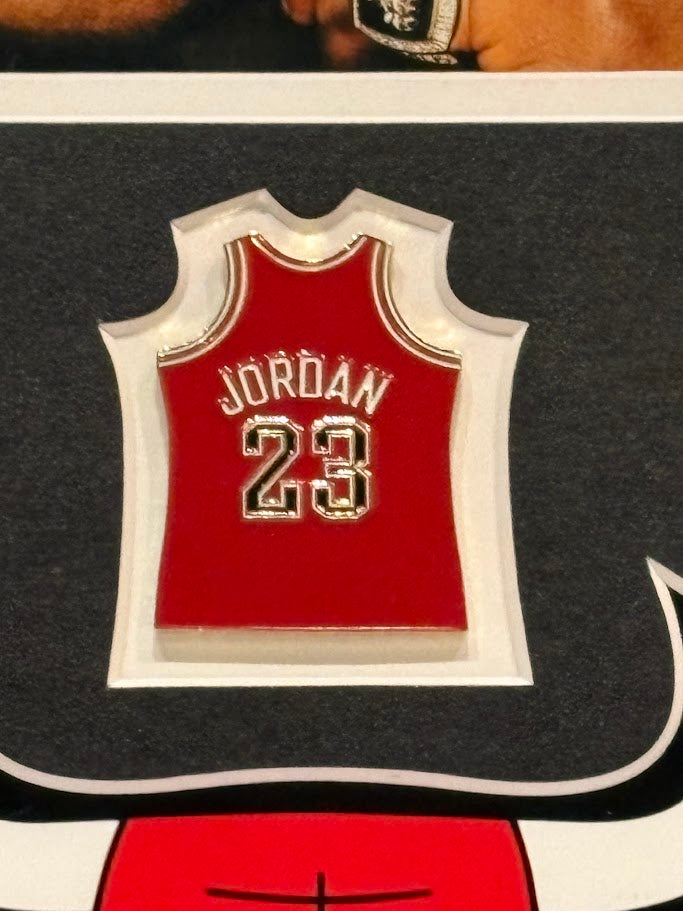 Michael Jordan Framed Photo & Pin Collage with Laser Autograph – 14x18