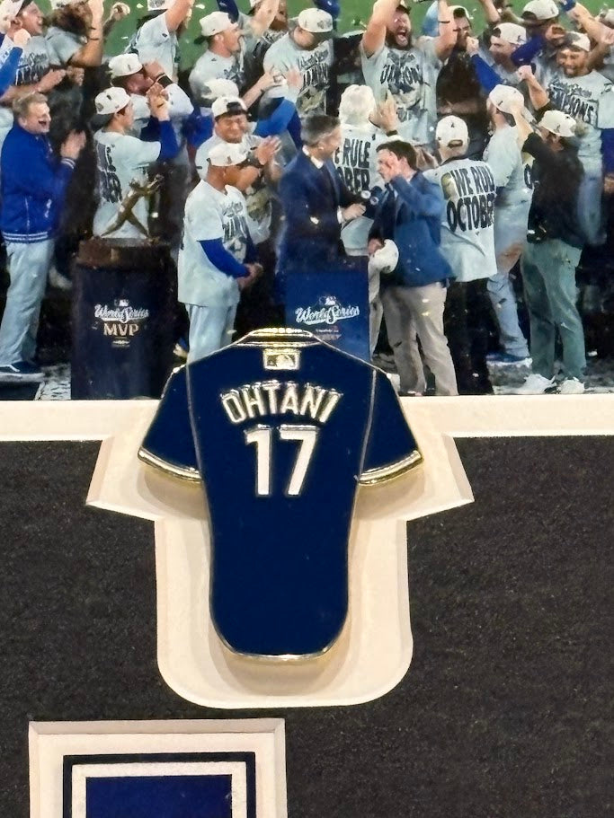 Shohei Ohtani LA Dodgers 2025 World Series Framed Photo & Pin Collage with Laser Autograph – 14x18