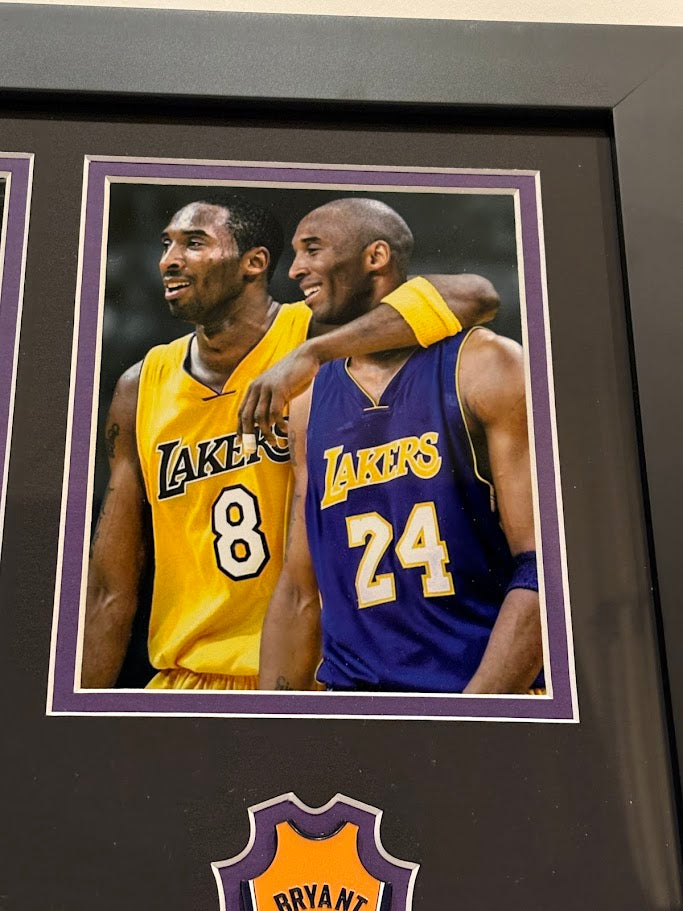 Kobe Bryant Framed Photo & Pin Collage with Laser Autograph – 14x18