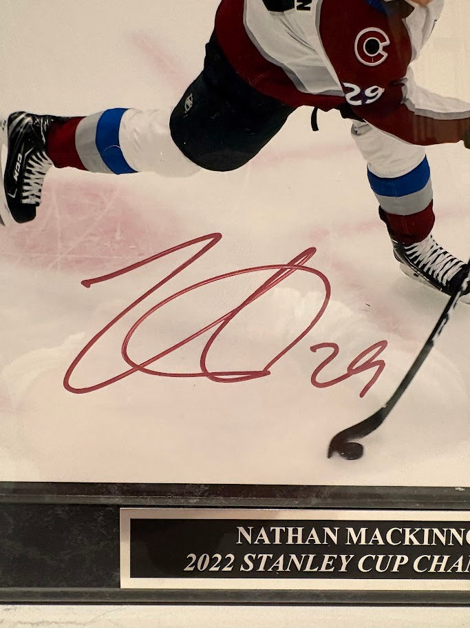 Nathan MacKinnon Autographed 8x10 Colorado Avalanche Action Photo with Plaque – JSA COA