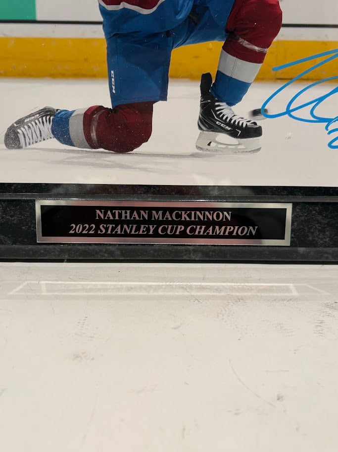 Nathan MacKinnon Autographed 8x10 Colorado Avalanche Action Photo with Plaque – JSA COA (Variant 2)