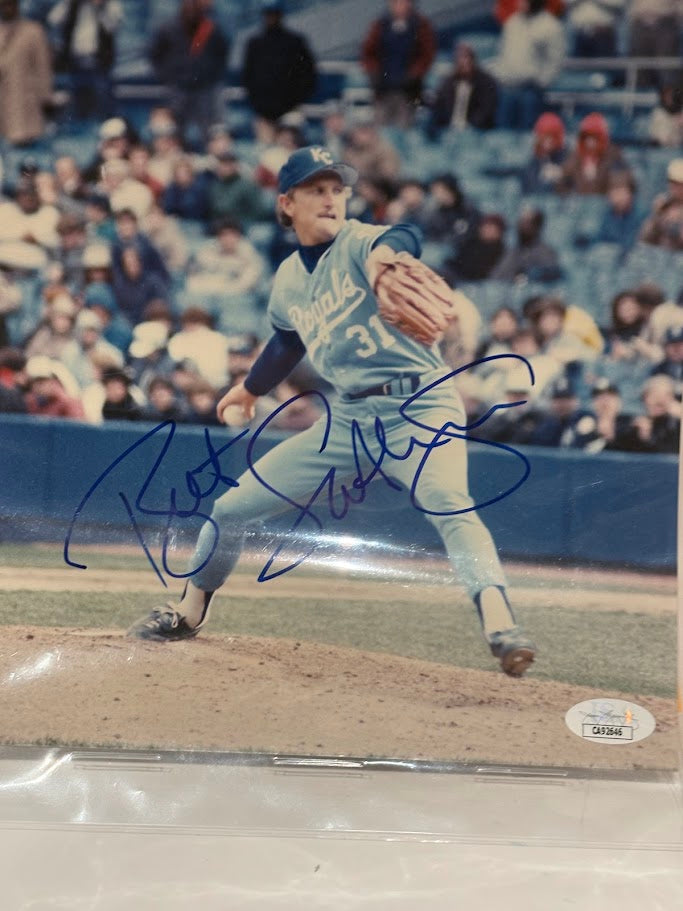 Bret Saberhagen Autographed Kansas City Royals 8x10 Photo | JSA COA