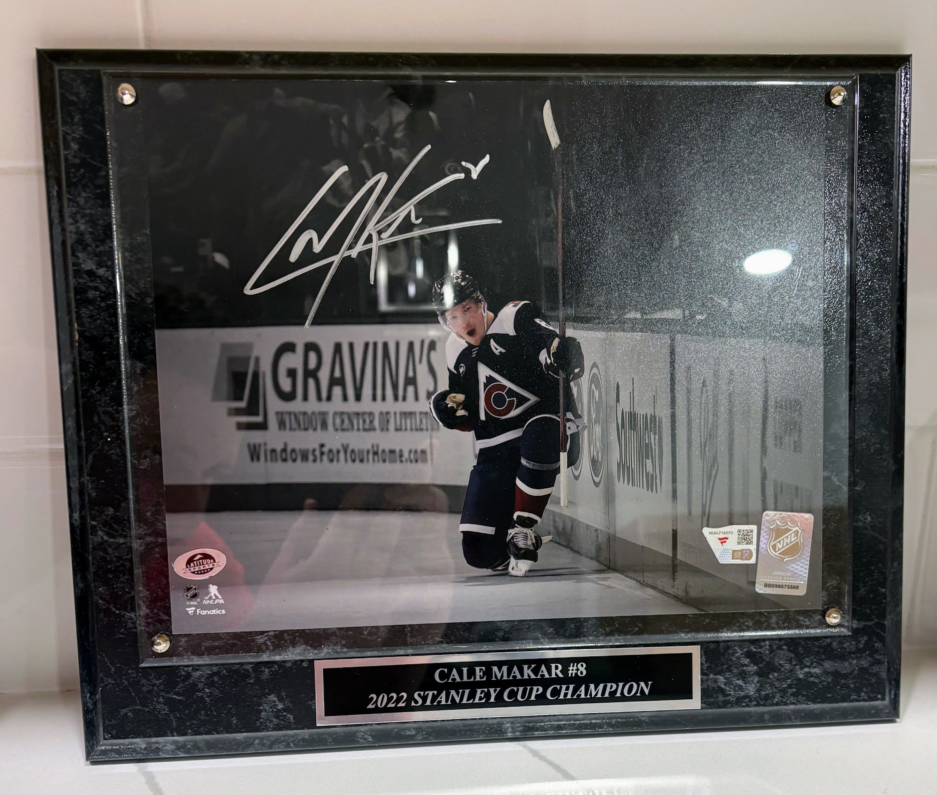 Cale Makar Autographed 8x10 Fist Pump Photo with Plaque — Colorado Avalanche | Fanatics COA