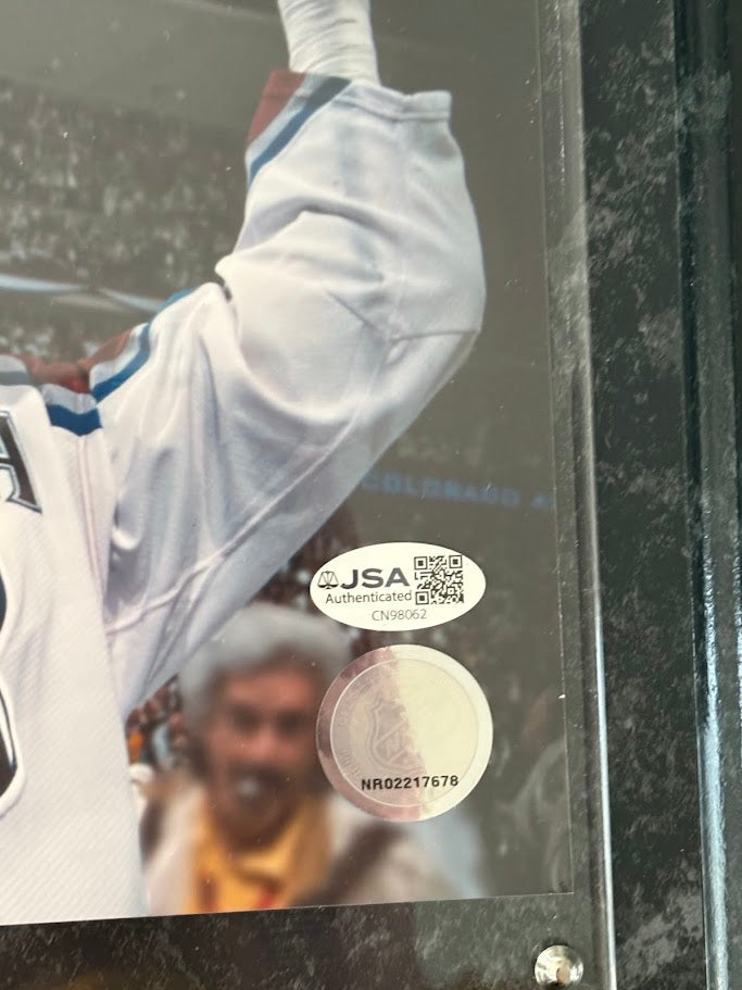 Adam Foote Autographed 8x10 Photo — Colorado Avalanche with Plaque | JSA COA, 2x Stanley Cup Champion
