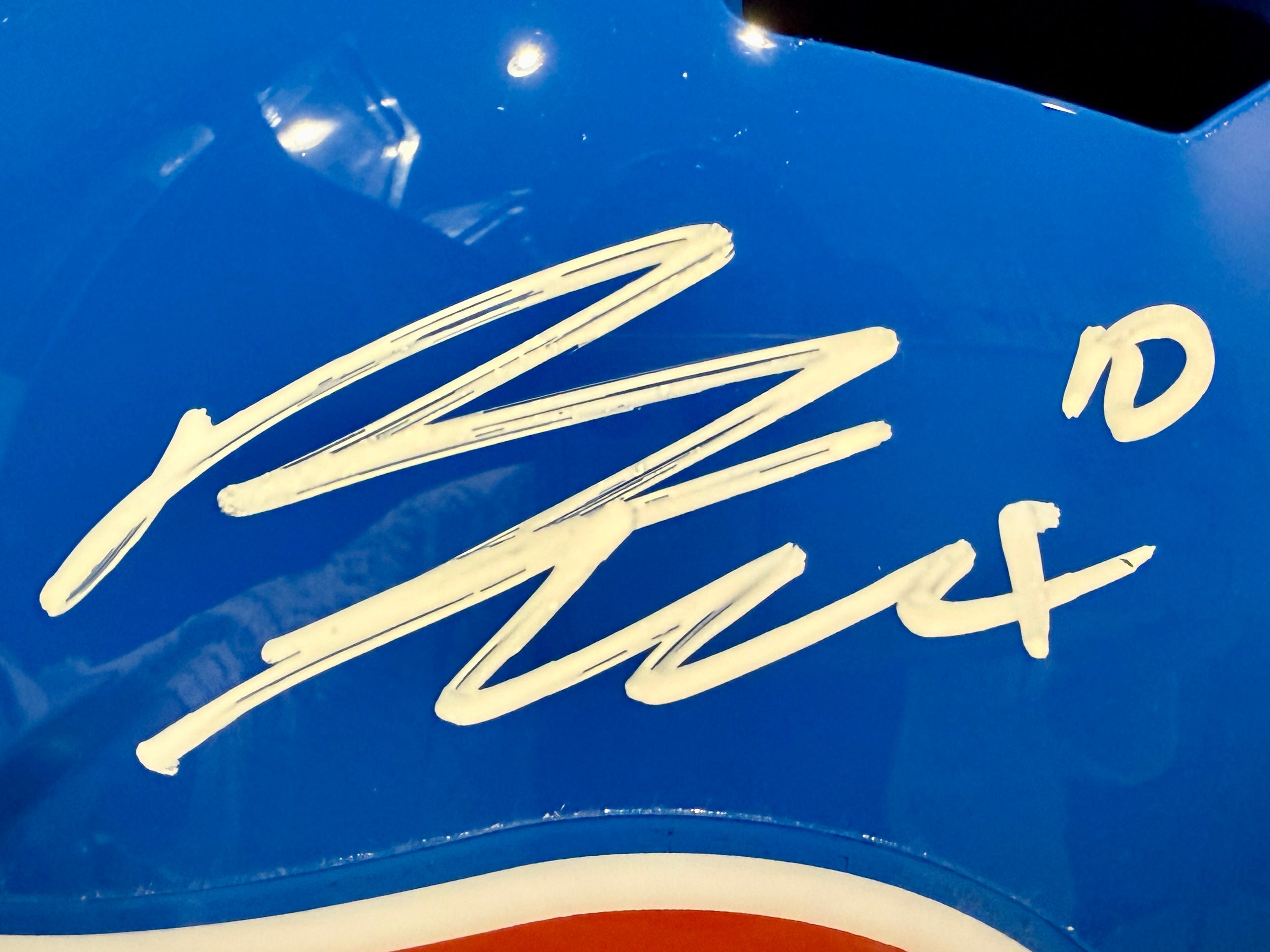 Bo Nix Autographed Denver Broncos D Logo Replica Helmet BAS COA - Latitude Sports Marketing