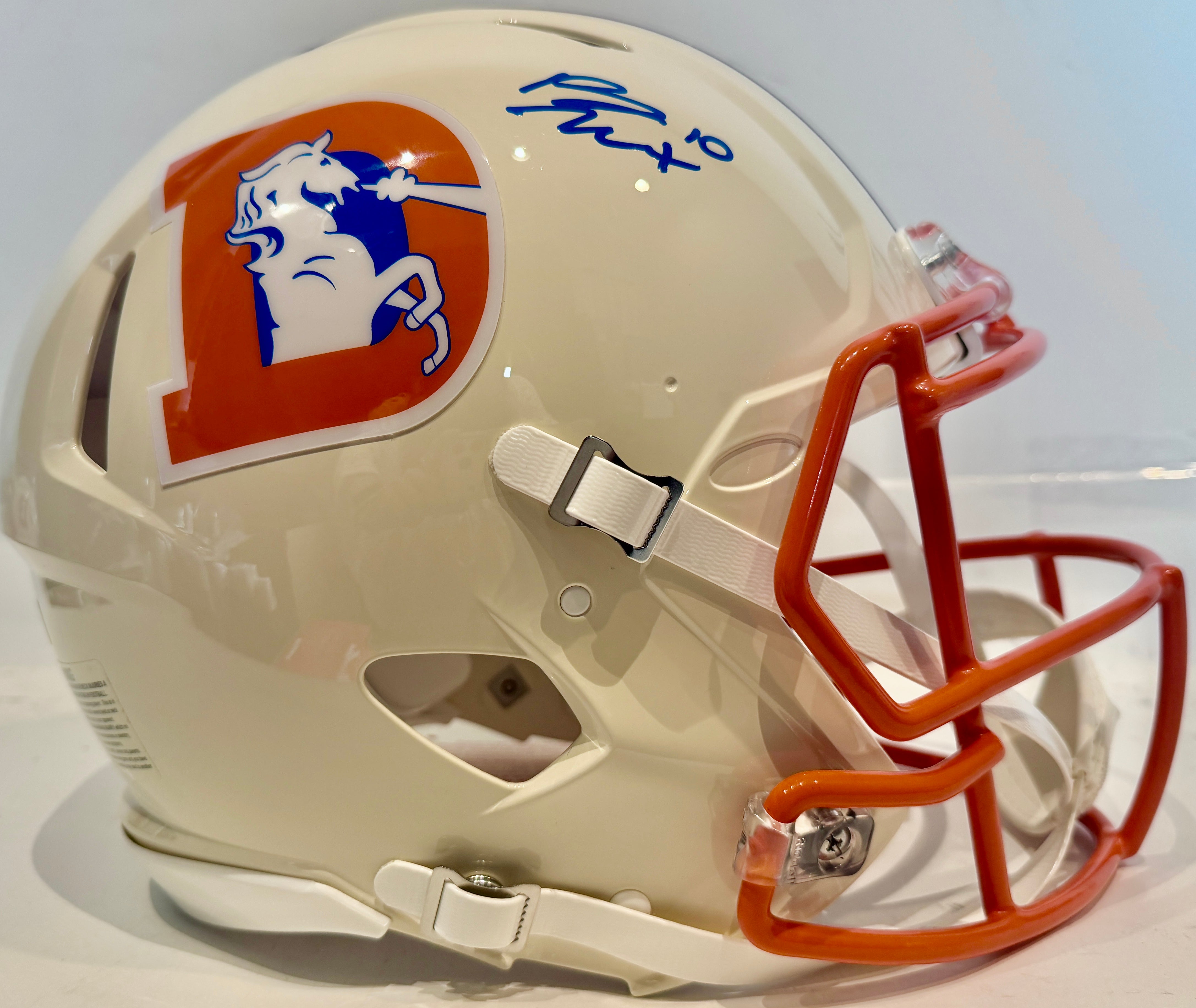 Bo Nix Autographed Denver Broncos Retro NFL Pro Helmet BAS COA - Latitude Sports Marketing