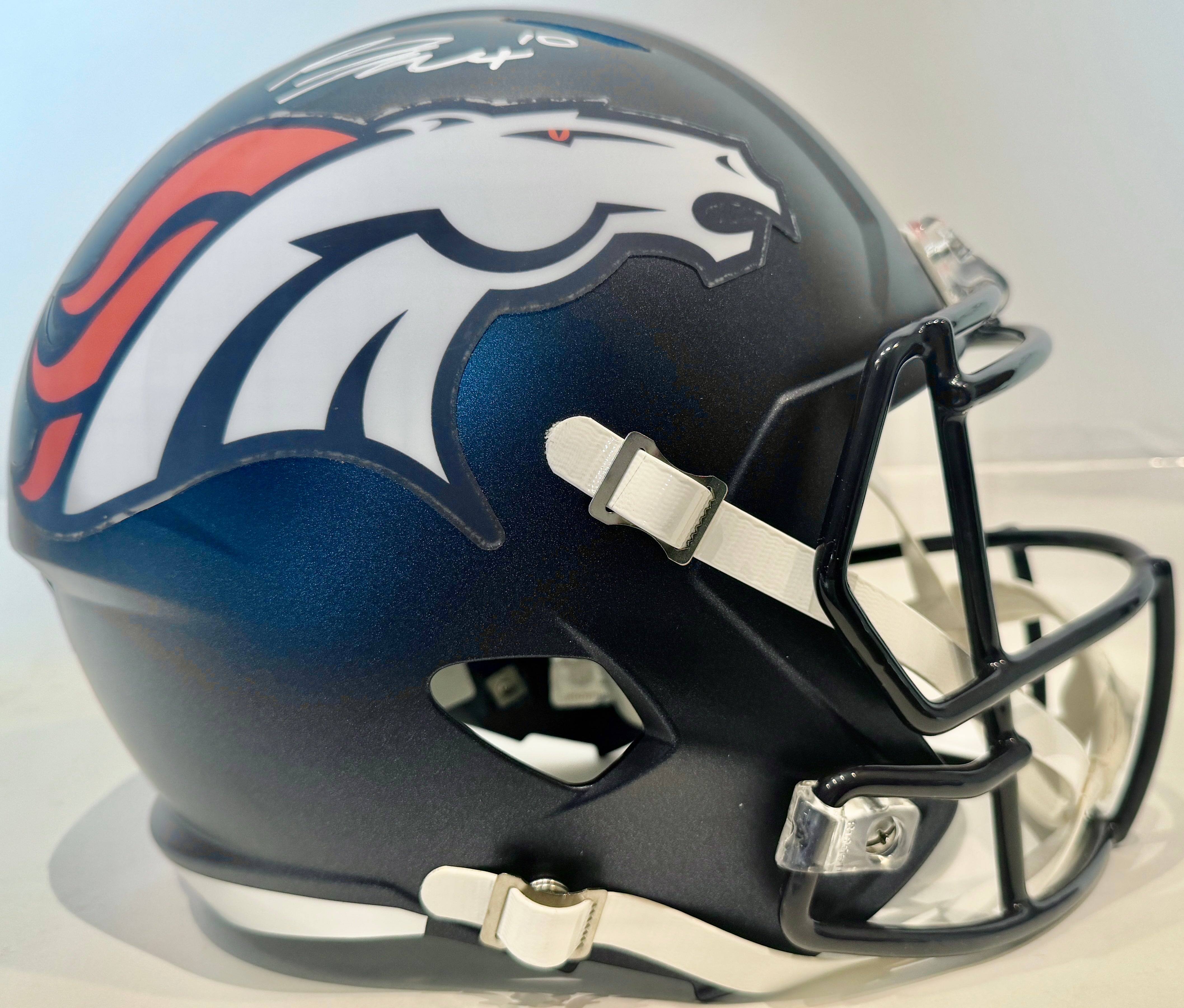 Bo Nix Autographed Denver Broncos Current Replica Helmet BAS COA - Latitude Sports Marketing