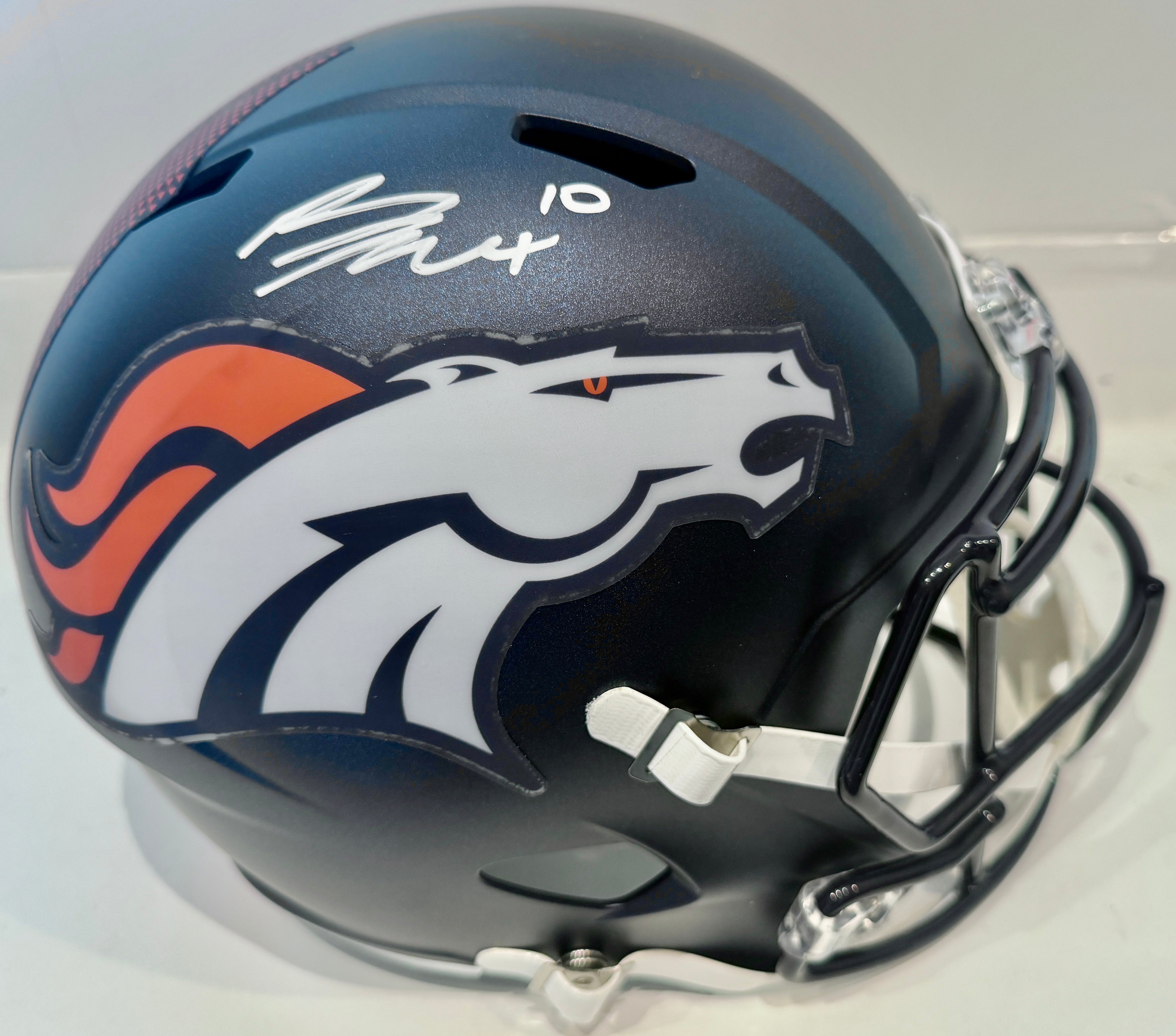 Bo Nix Autographed Denver Broncos Current Replica Helmet BAS COA - Latitude Sports Marketing