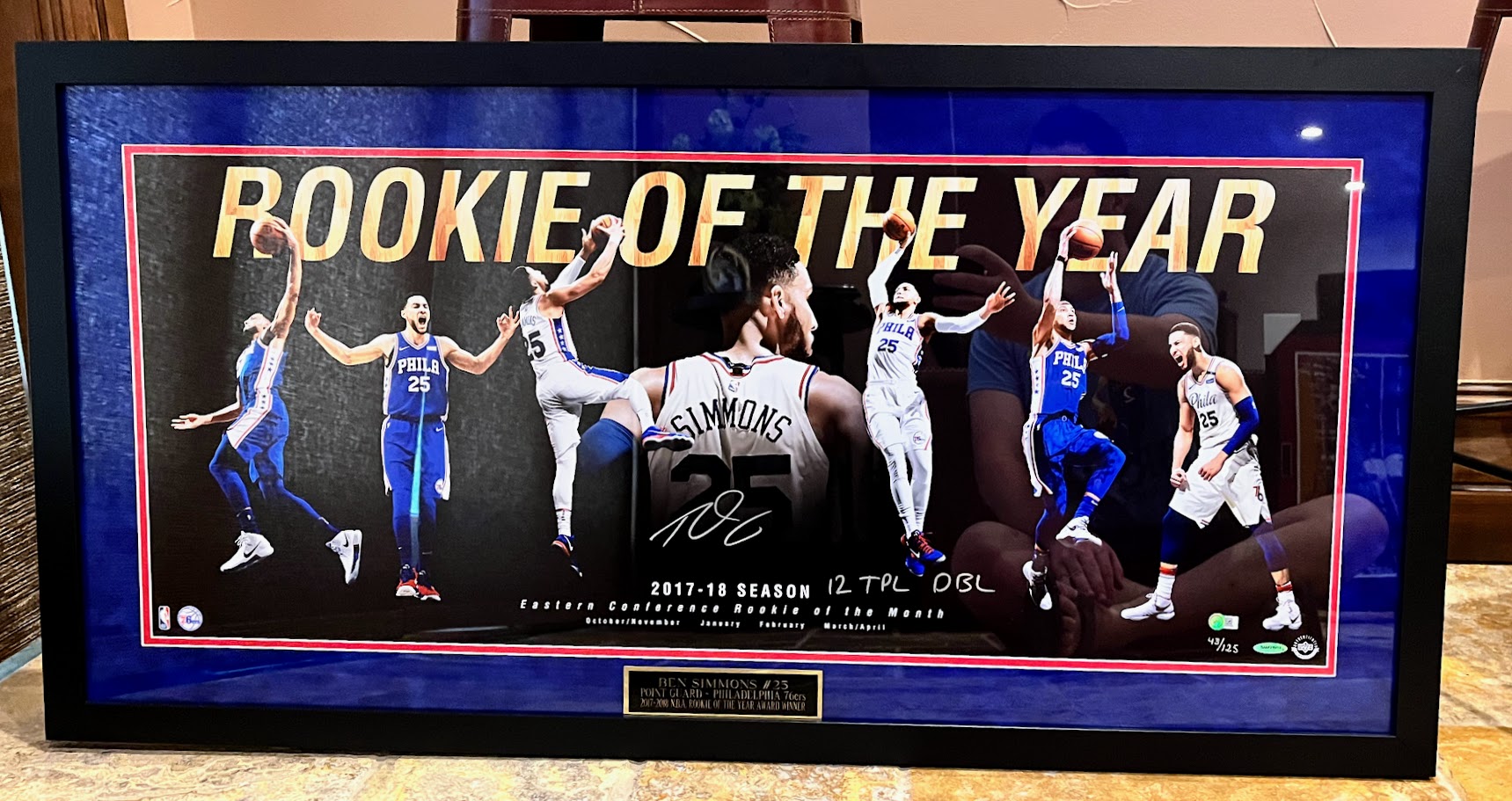 Ben Simmons Autographed ROTY Panoramic Framed UDA COA