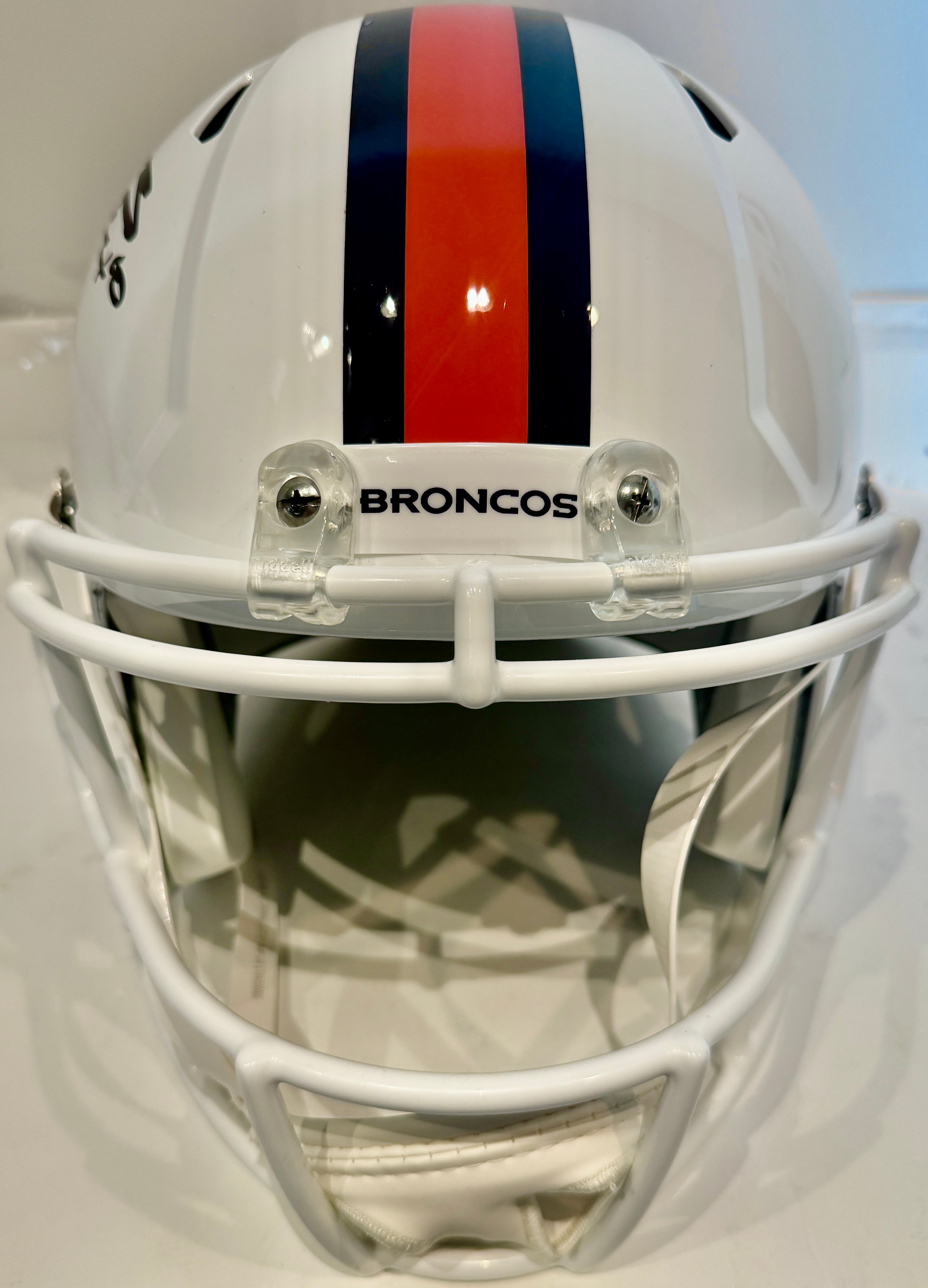 Bo Nix Autographed Denver Broncos Snowcapped Replica Helmet BAS COA - Latitude Sports Marketing