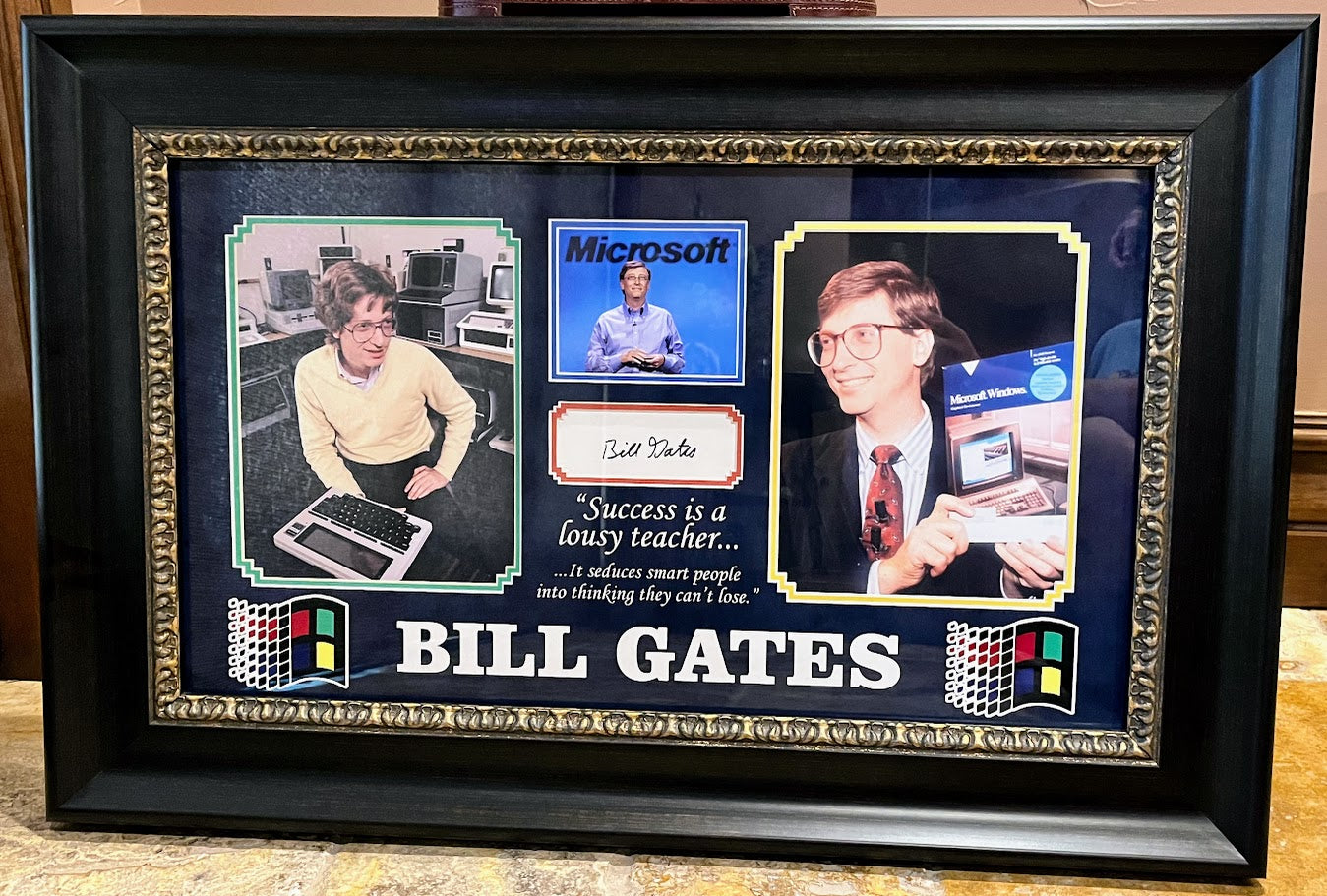 Bill Gates Autographed Card w/ 2 8x10s Framed JSA LOA
