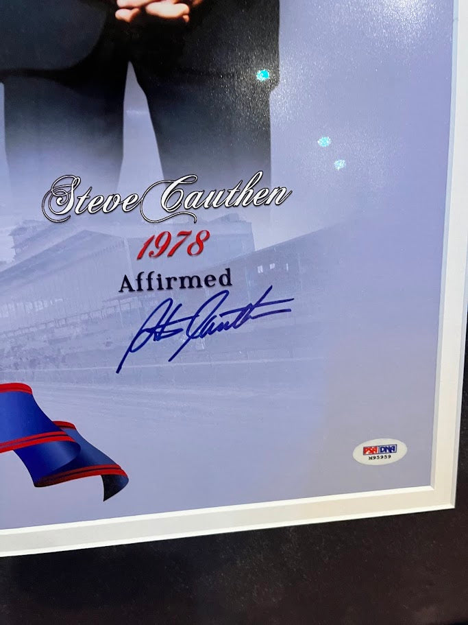 Triple Crown Winners in Suits (Crugent - Turcotte - Cauthen) Autographed 16x20 Photo Framed PSA COA