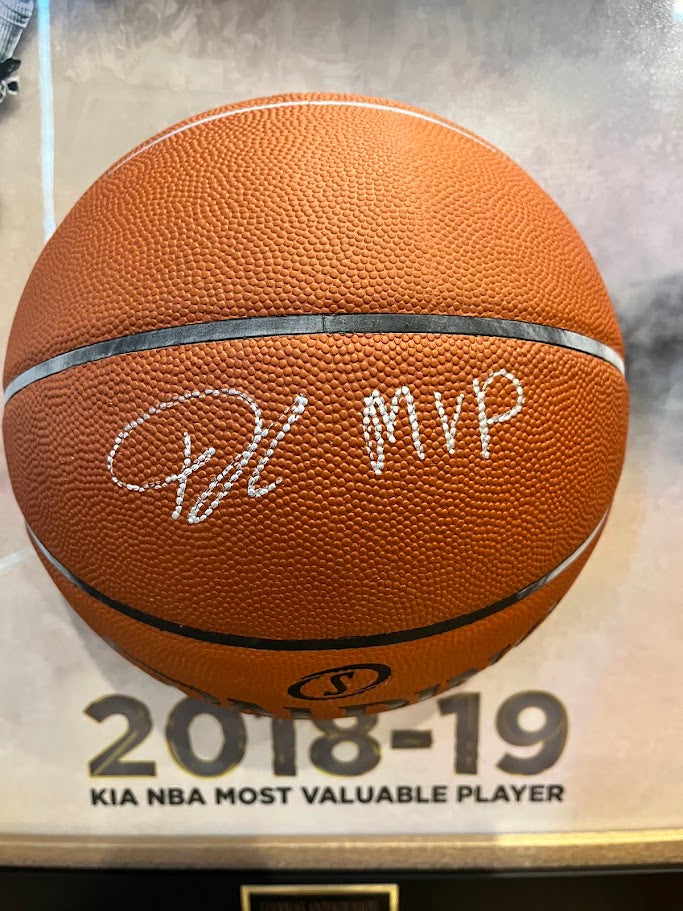 Giannis Antetokounmpo Autographed Basketball w/ Breaking Through Frame JSA COA
