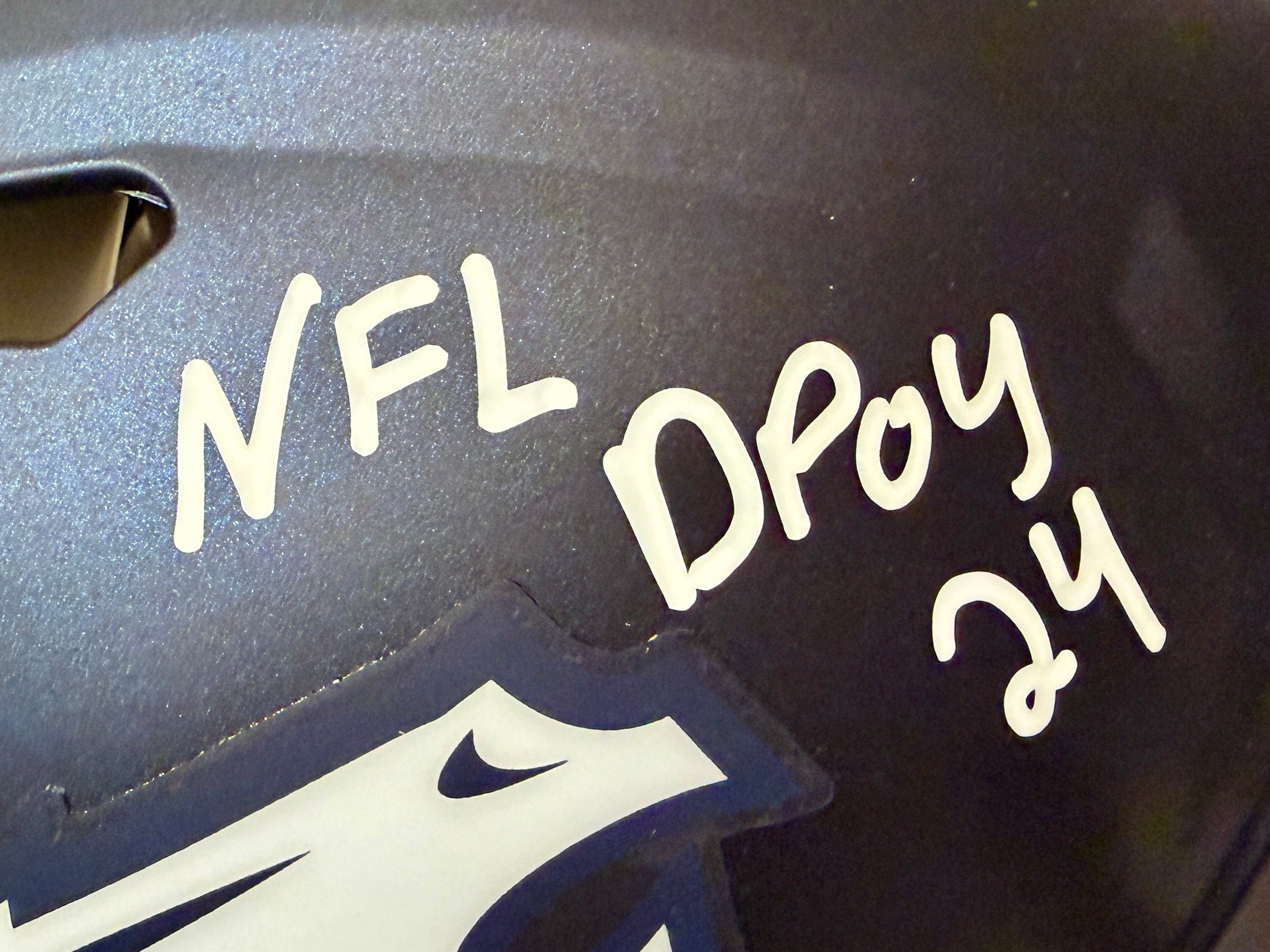 Patrick Surtain II Autographed Denver Broncos Navy NFL Pro Helmet Inscribed "NFL DPOY 24" BAS COA