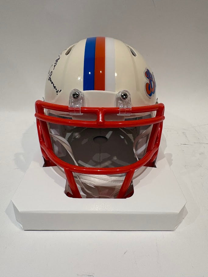 Jonah Elliss Autographed Denver Broncos Retro Mini Helmet Inscribed "Go Broncos!" — BAS COA