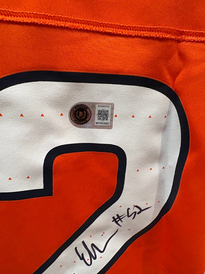 Jonah Elliss Autographed Denver Broncos Orange Nike Jersey Inscribed "Go Broncos!" — BAS COA