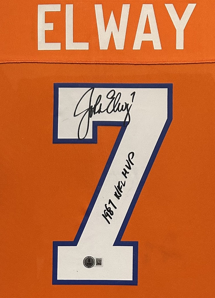 John Elway Autographed "1987 NFL MVP" Deluxe Framed Nike Denver Broncos Jersey | BAS COA