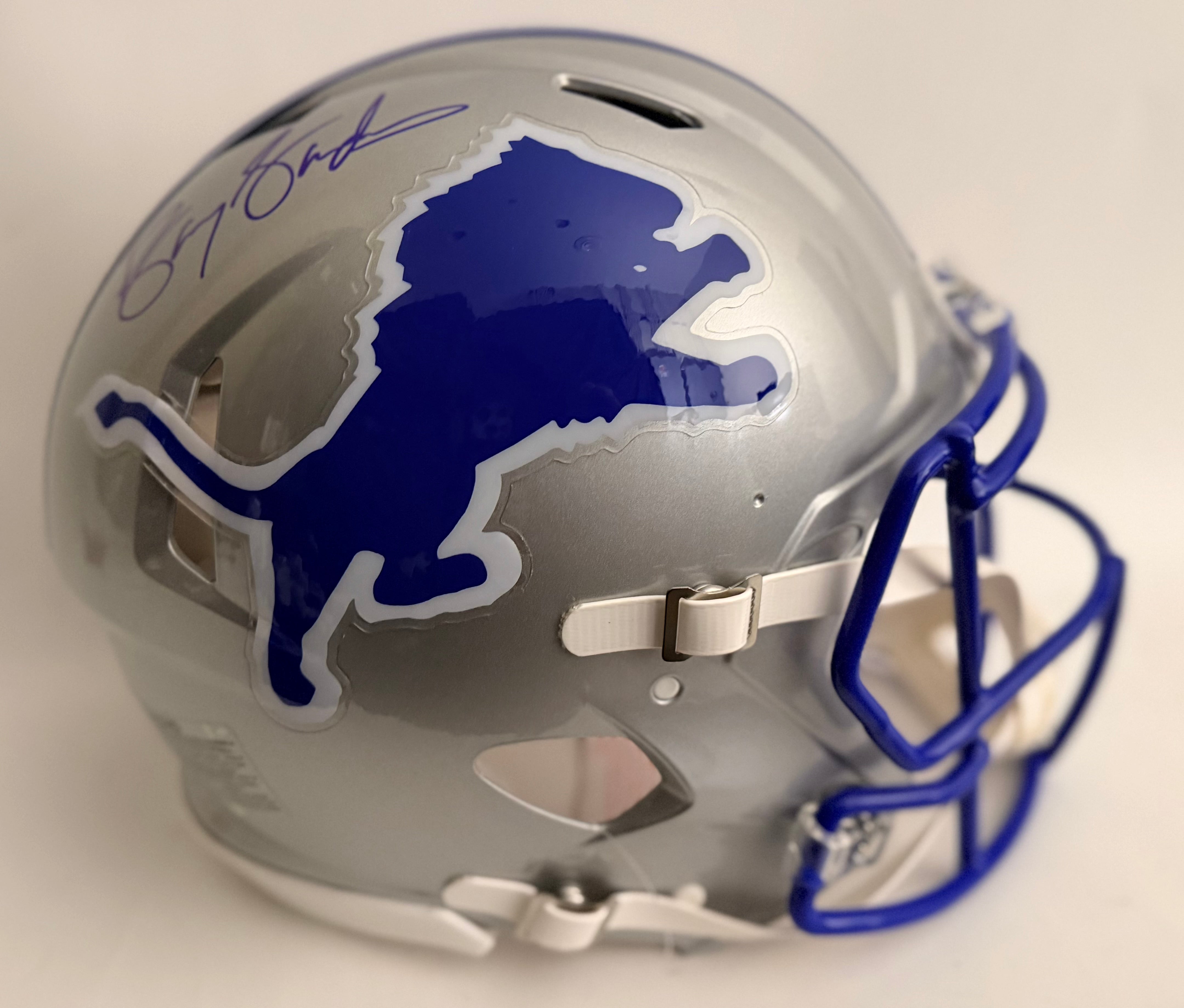 Barry Sanders Autographed Detroit Lions Full-Size Pro Helmet — BAS COA