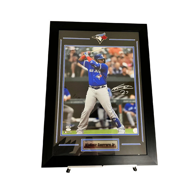 Vladimir Guerrero, Jr. Toronto Blue Jays Autographed 16"x20" Framed Photo - Latitude Sports Marketing