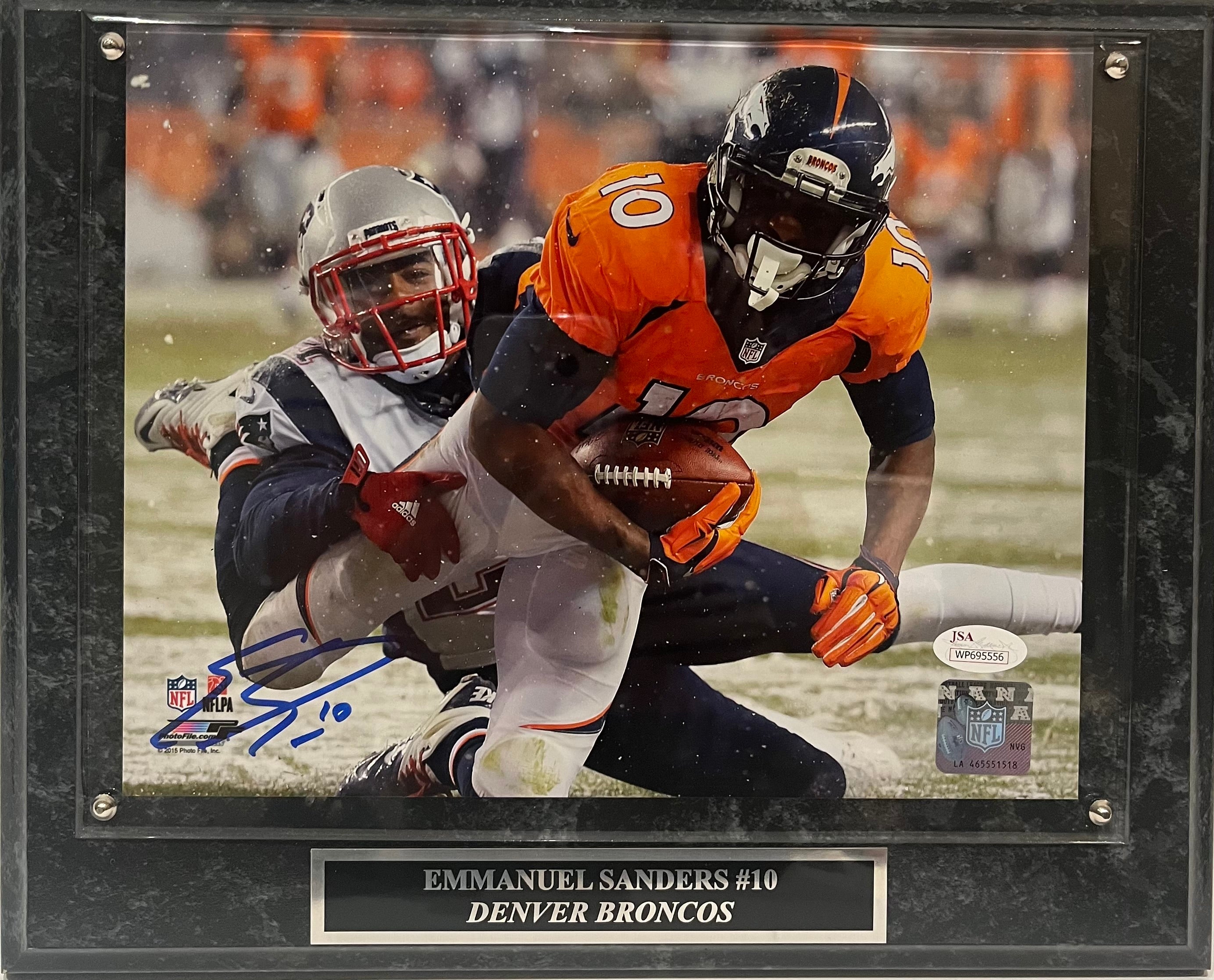 Emmanuel Sanders Autographed 8x10 Photo with Plaque — Denver Broncos | JSA COA