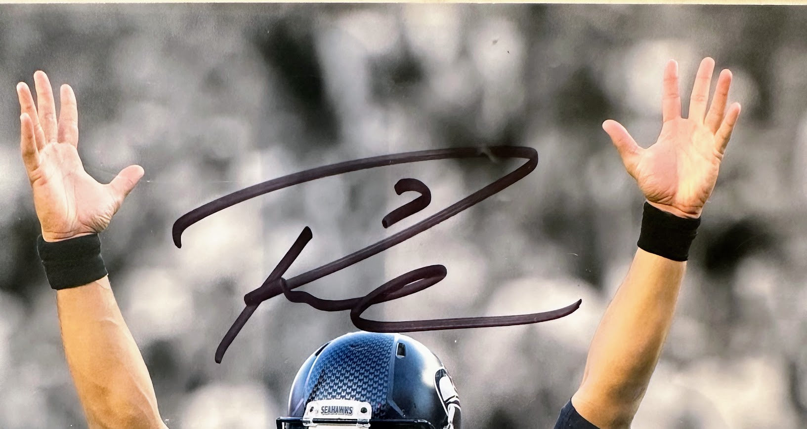 Russell Wilson Seattle Seahawks Loose Autographed 8x10 Photo Gray Jersey BAS Coa