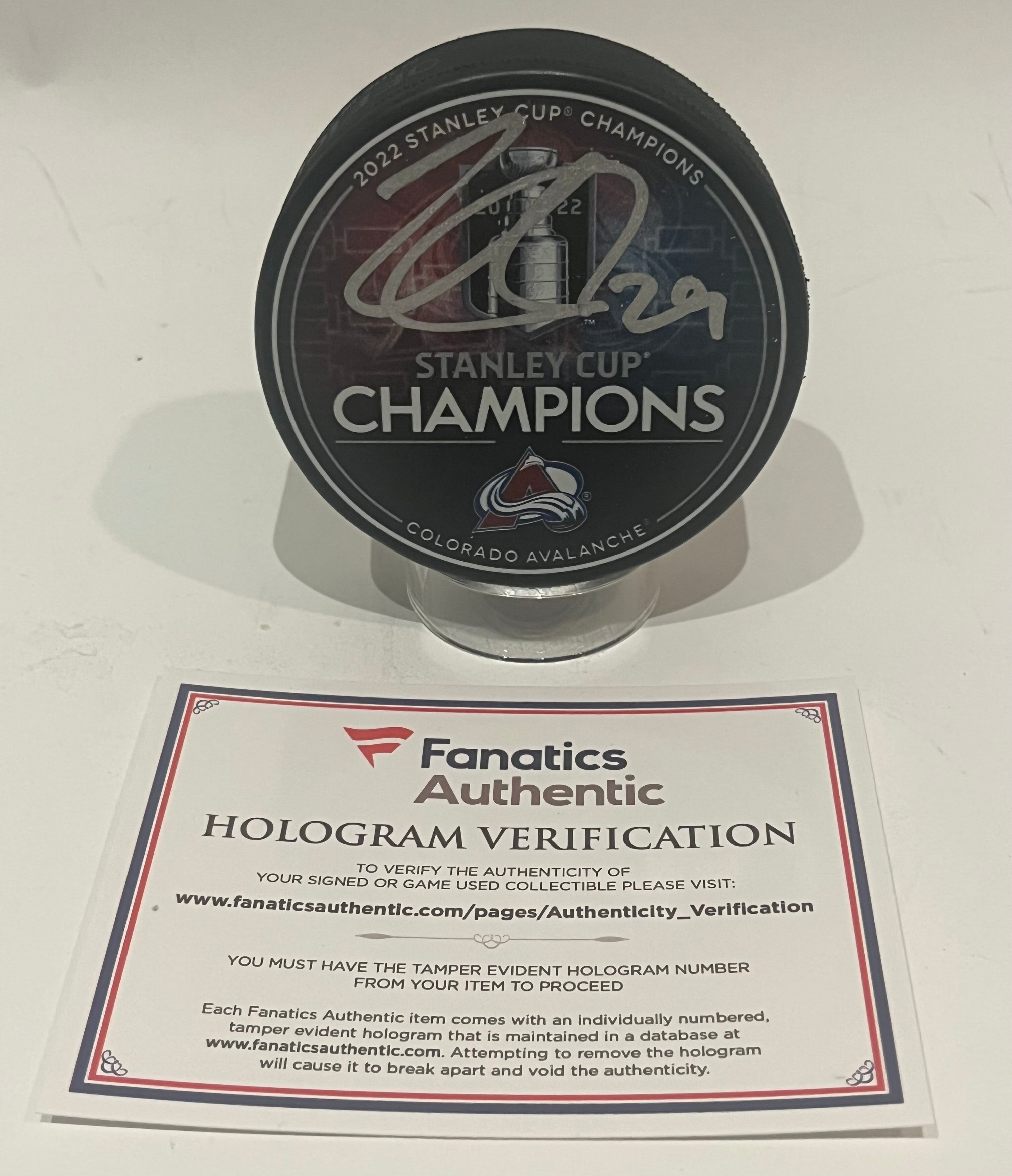 Nathan MacKinnon Autographed Colorado Avalanche Stanley Cup Puck | Fanatics COA
