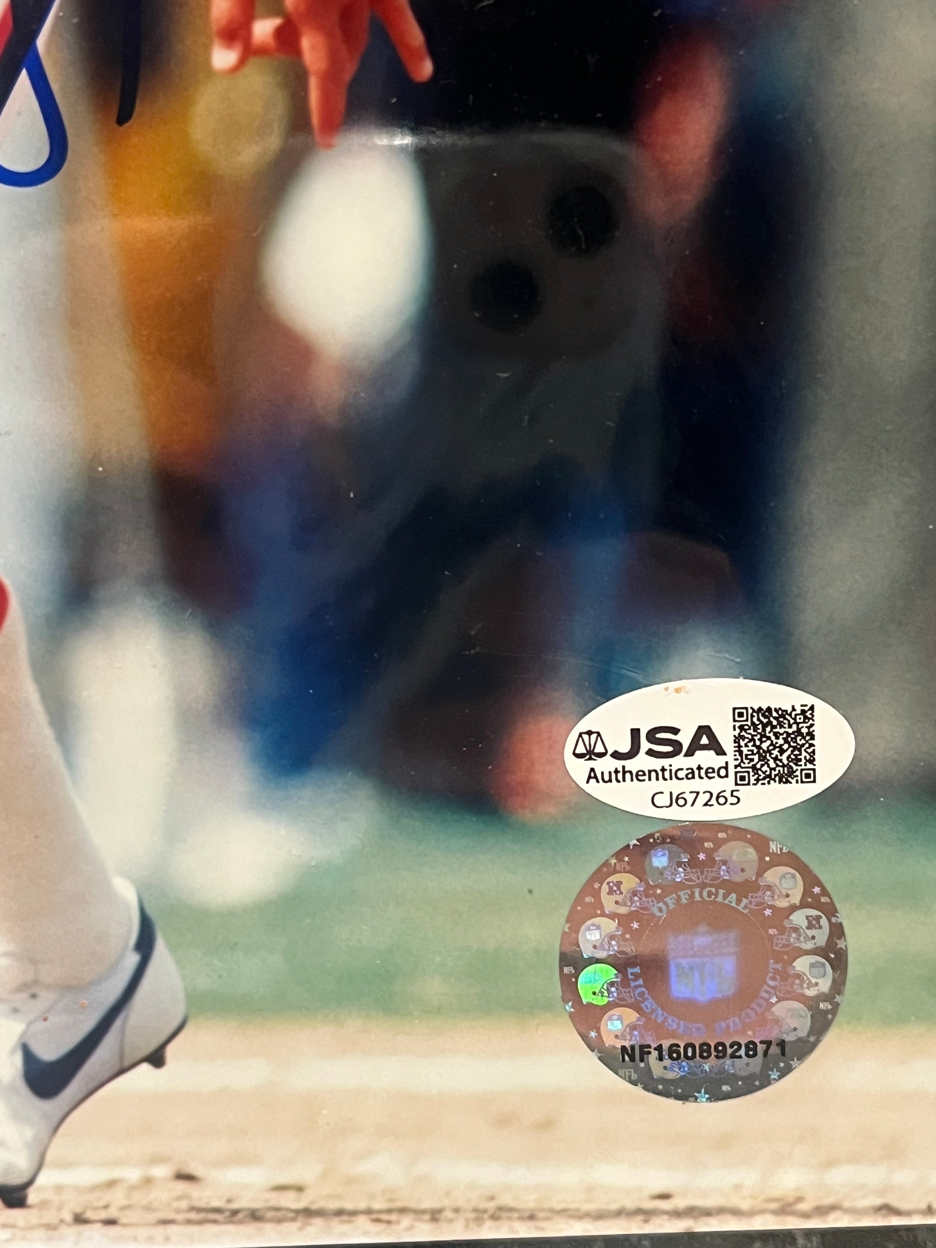 Steve Watson Autographed Denver Broncos 8x10 Photo with Plaque | JSA COA