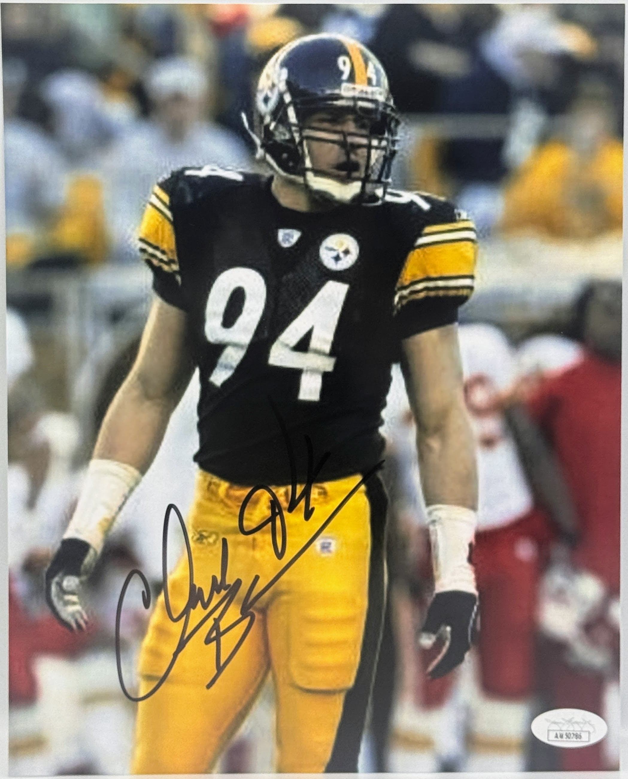 Chad Brown (Steelers) Autographed 8x10 Photograph (James Spence COA)
