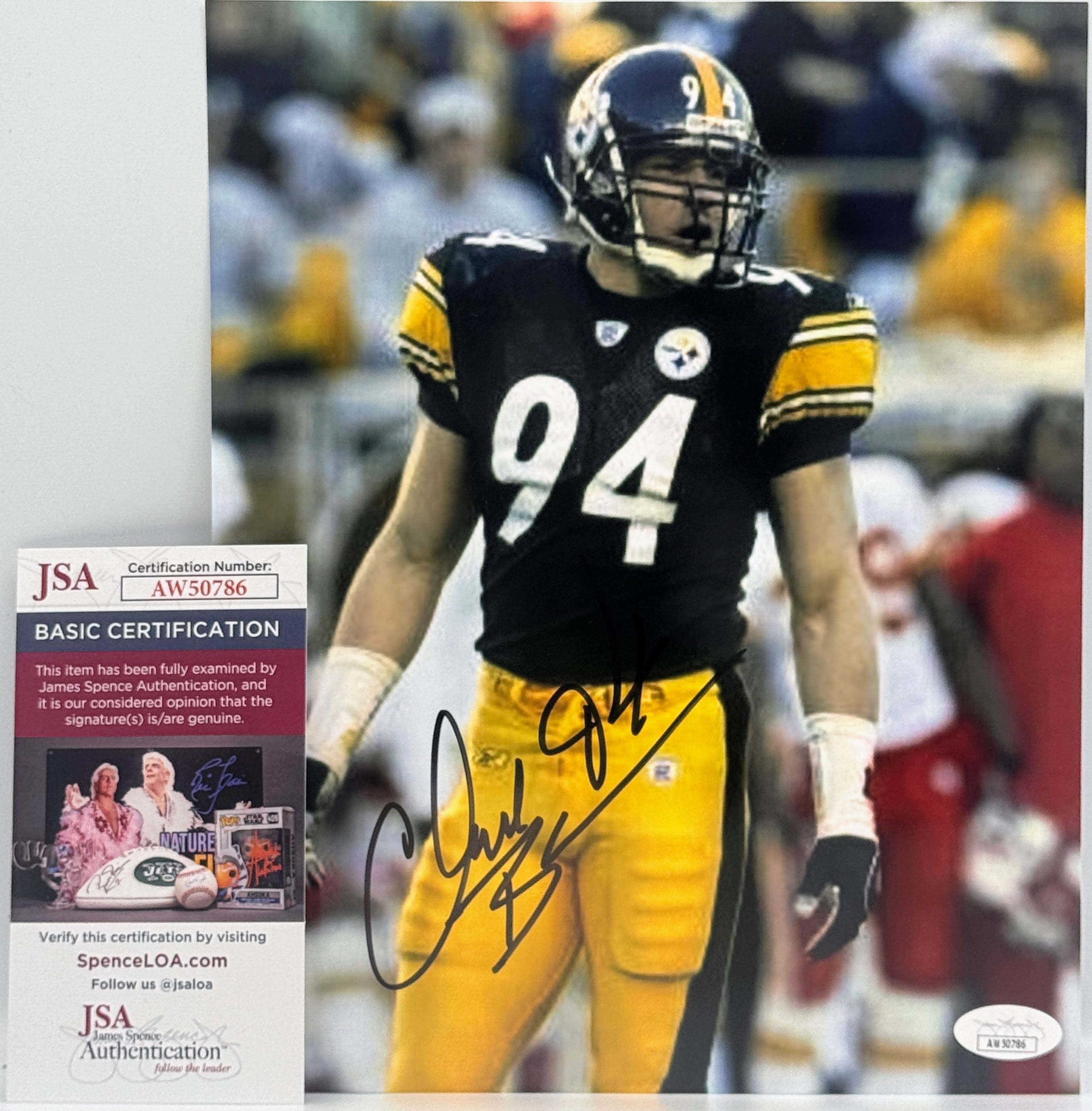 Chad Brown (Steelers) Autographed 8x10 Photograph (James Spence COA)
