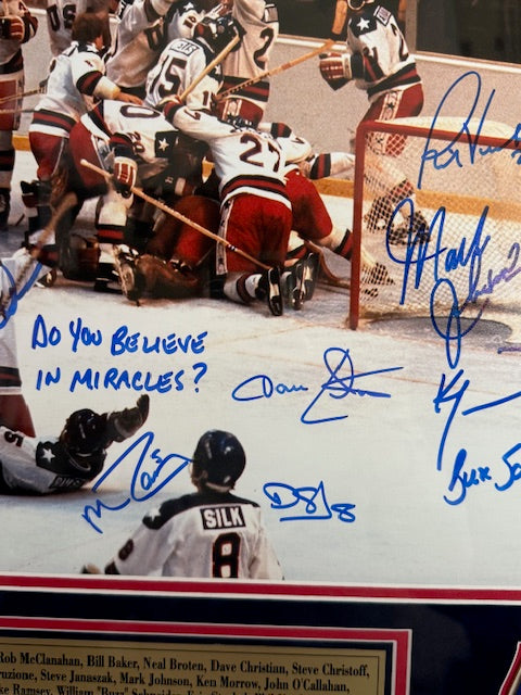 Miracle On Ice Team Autographed 16x20 Photo Deluxe Framed Beckett COA