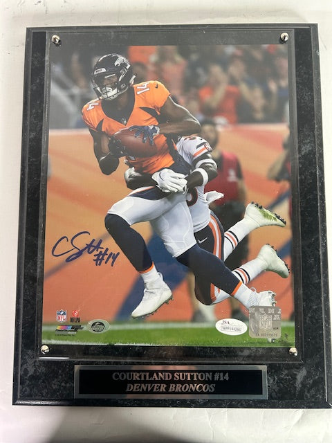 Courtland Sutton Autographed 8x10 Photo with Plaque JSA COA - Latitude Sports Marketing